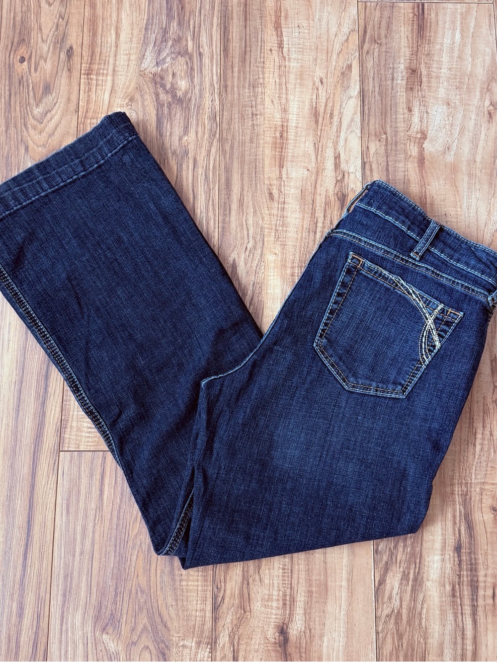 Like New Ariat Women's Deep Blue Wide-Leg High Rise Slim Trouser Jeans • 32R